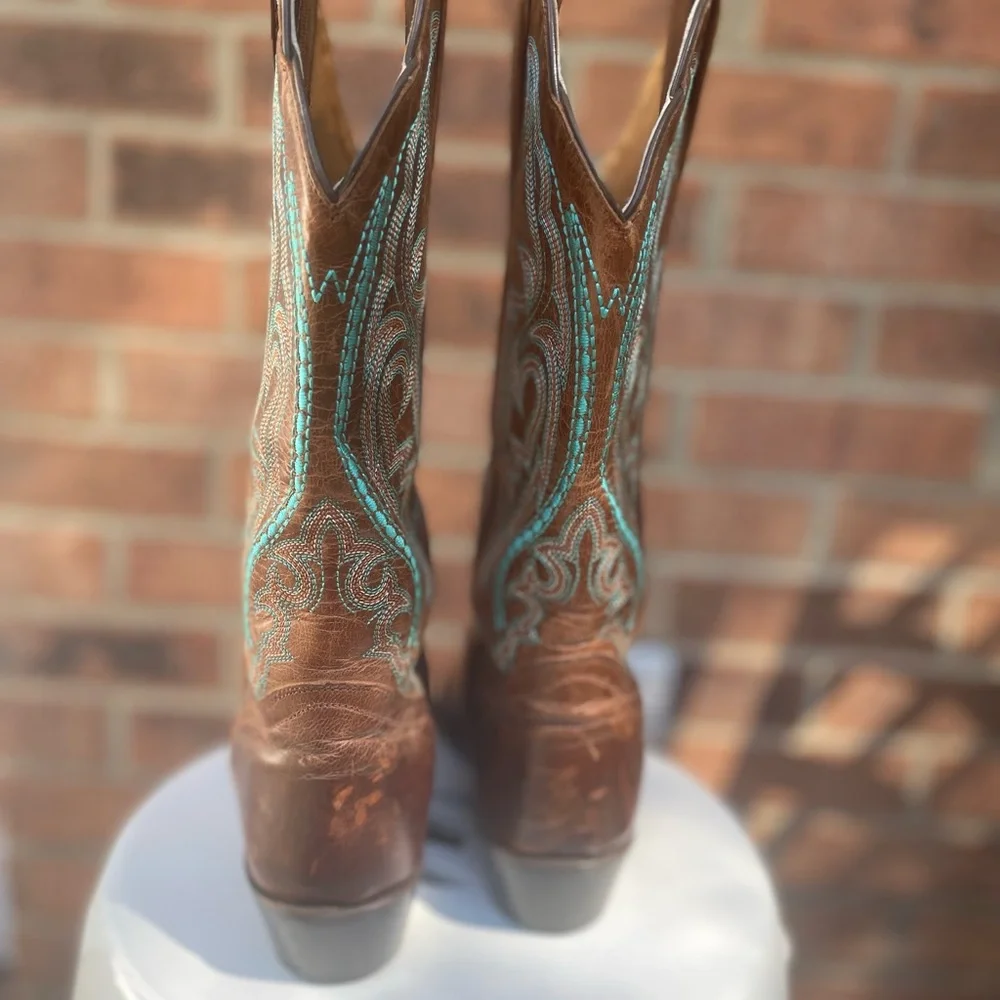 Old Gringo Women’s Brown Western Cowboy Boots with Turquoise Embroidery 6B - Picture 4 of 12